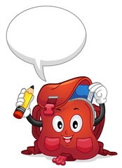 Mascot School Bag Prepare Speech Bubble Illustration