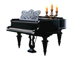 Black vintage piano. Piano illustration
