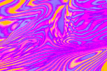 Fototapeta na wymiar Abstract trendy purple pink neon colored psychedelic fluorescent striped zebra textured neon background. 1970s Style Color Waves backdrop. 