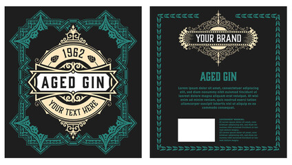 Fototapeta premium Whiskey label with old frames