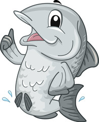 Mascot Salmon Okay Sign Illustration
