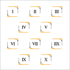 Colorful info-graphic roman numbers can be use to create presentation. Bullet points roman numbers one to ten. Oval shape vector numbers.