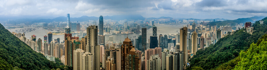 Fototapeta premium Hong Kong Downtown City Skyline Panorama with skyscrapers