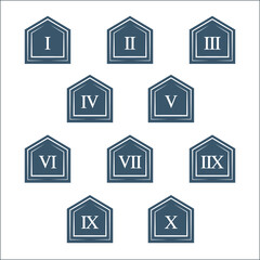 Colorful info-graphic roman numbers can be use to create presentation. Bullet points roman numbers one to ten. Oval shape vector numbers.