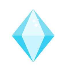 Diamond gemstone. Simple Blue crystal. Jewelry symbol