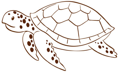 Turtle in doodle simple style on white background