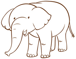 Elephant in doodle simple style on white background