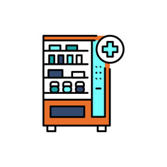 Medical vending machine color line icon. Pictogram for web page