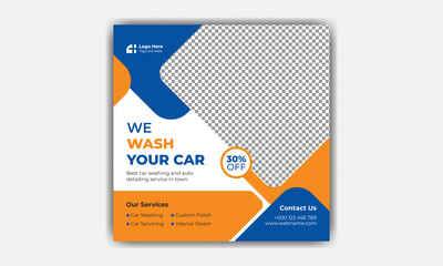 Car wash cleaning service social media post square banner