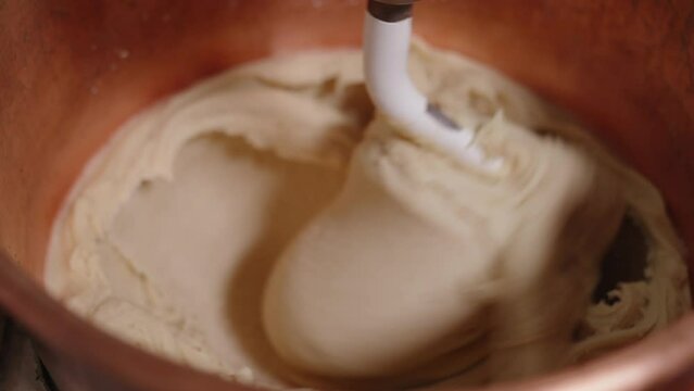 Industrial Dough Mixer, Copper Pot Dough Kneading Machine, Marzipan Production, Mixing Soft Texture Almond Cream