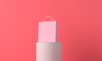 Paper shopping bags on a plain background. 3D Rendering