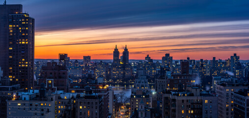 Fototapeta na wymiar New York City at sunset