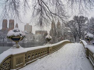 Bow bridge after snow storm