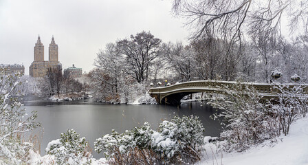 Bow bridge after snow storm