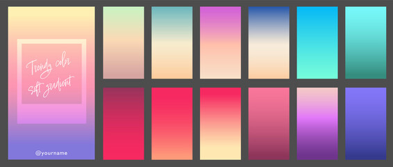 Trendy Soft color gradients. Background for app, flyer, invitation, poster, brochure, banner. Simple modern design. Retro vibrant palette.