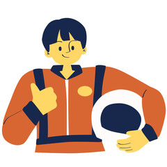 Male astronaut with astronaut helmet vector illustration in flat color design