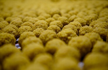 close up of homemade laddu