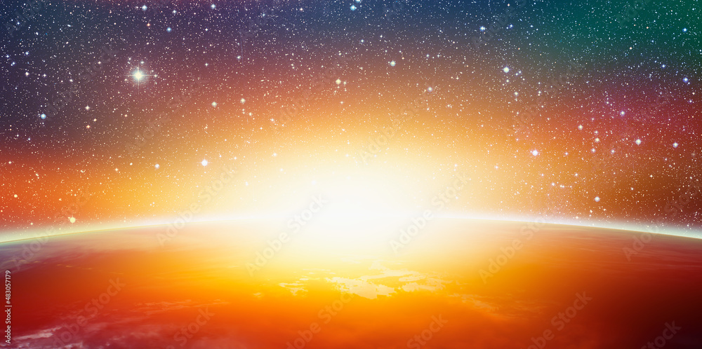 Poster planet earth with a spectacular sunset 