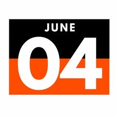 June 4 . Flat daily calendar icon .date ,day, month .calendar for the month of June