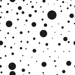 Seamless pattern with black dots on the white background