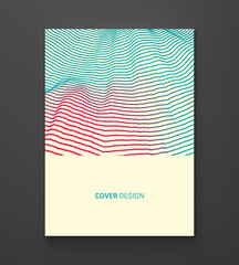 Cover design template. Abstract digital wave with dynamic particles. Sound wave. Big data visualization. 3d vector illustration for business, science or technology.