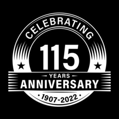 115 years anniversary celebration design template. 115th logo vector illustrations.