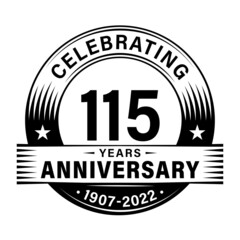 115 years anniversary celebration design template. 115th logo vector illustrations.