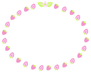 いちごの花と葉と実のフレーム