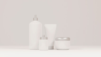 cosmetic bottle mockup product set on white background,3d render