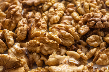 Background image of peeled walnuts
