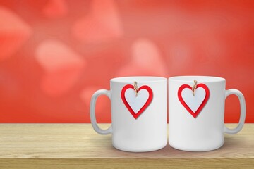 Cups full of love.  A hot heart in a tender embrace. Perfect texture for a greeting card for a loved one.