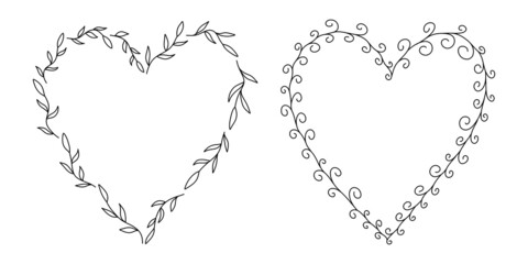 Vector floral frame in black lineart style illustration