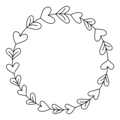 Vector floral frame in black lineart style illustration