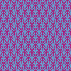 colorful simple vector pixel art seamless pattern of minimalistic crimson and blue scaly japanese water waves pattern