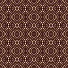 Seamless vector ornament. Modern wavy background. Geometric modern brwn and golden dotted wavy pattern