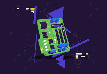 vector illustration of an electronic board on a dark background