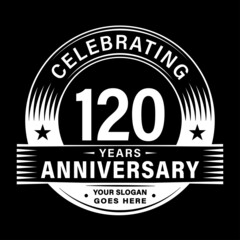 120 years anniversary celebration design template. 120th logo vector illustrations.