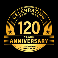 120 years anniversary celebration design template. 120th logo vector illustrations.