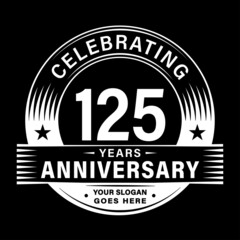 125 years anniversary celebration design template. 125th logo vector illustrations.