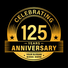 125 years anniversary celebration design template. 125th logo vector illustrations.