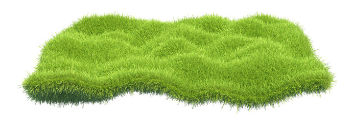 a square piece of cut grass. 3d illustration. - 483063354
