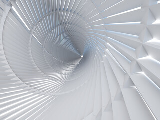 Abstract white tunnel interior. 3d rendering