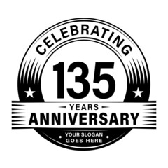 135 years anniversary celebration design template. 135th logo vector illustrations.