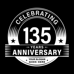 135 years anniversary celebration design template. 135th logo vector illustrations.
