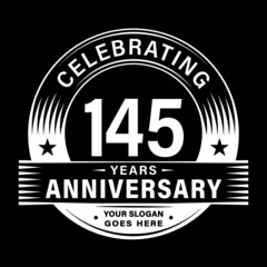 145 years anniversary celebration design template. 145th logo vector illustrations.