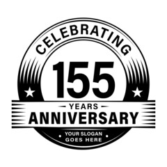 155 years anniversary celebration design template. 155th logo vector illustrations.