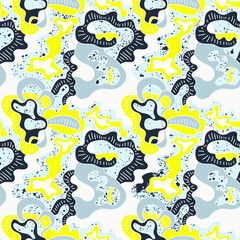 Seamless abstract unique artwork with hand drawn wave pattern