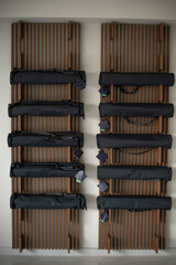 a stand for yoga mats in black cases