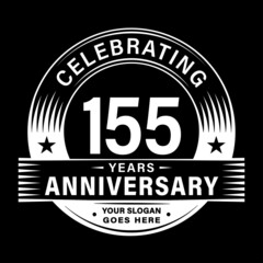 155 years anniversary celebration design template. 155th logo vector illustrations.