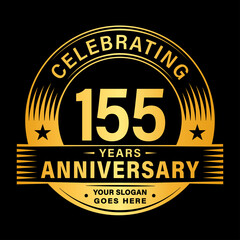 Fototapeta premium 155 years anniversary celebration design template. 155th logo vector illustrations.